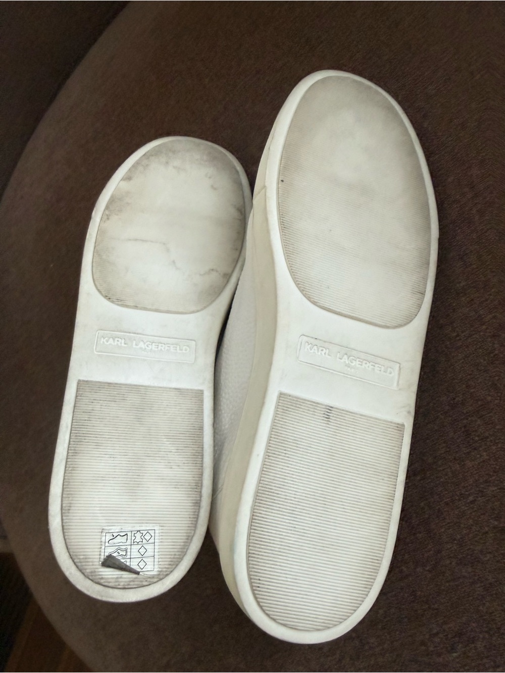 Karl Lagerfeld White Slip-On Sneakers with Black Accent and Logo Charm - Picture 6 of 12